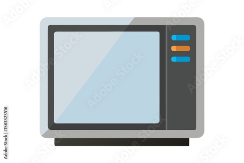 Retro television with a light blue screen and simple controls