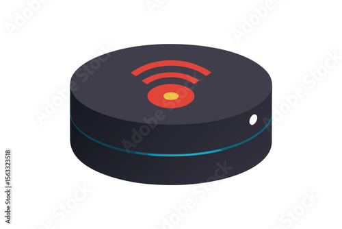 Modern smart speaker with wi fi signal and led indicator