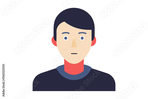 Modern flat illustration of a young man with dark hair