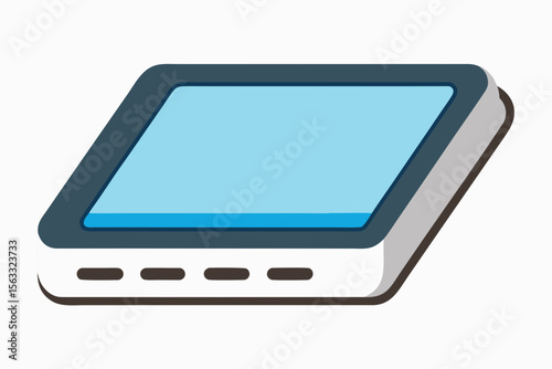 Modern portable power bank with blue screen and indicator lights