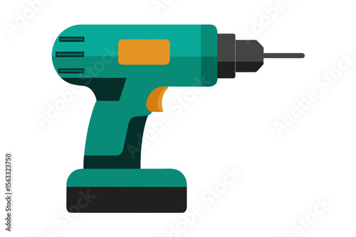 Modern teal and orange cordless power drill with battery pack