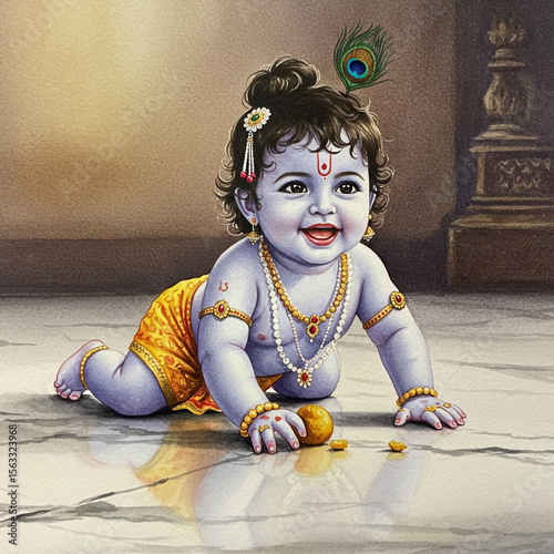 Adorable Baby Krishna Crawl...