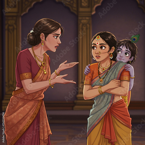 Little Krishna and Mother Y...