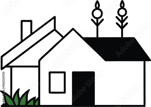 Modern Minimalist House Illustration Simple Home Design Graphic