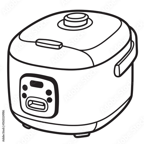 Vector illustration of a simple rice cooker ready for culinary cooking in the kitchen