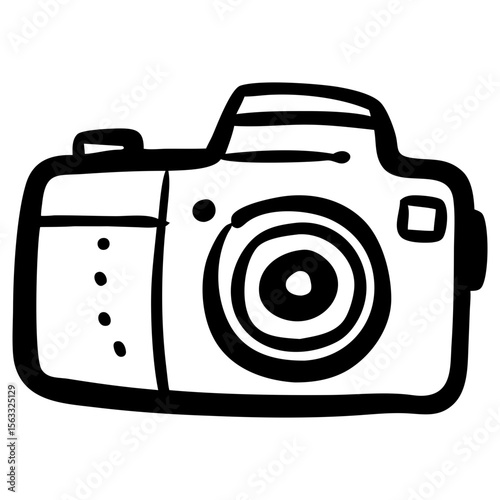 Camera Icon, Doodle Style, creativity or photography Symbol