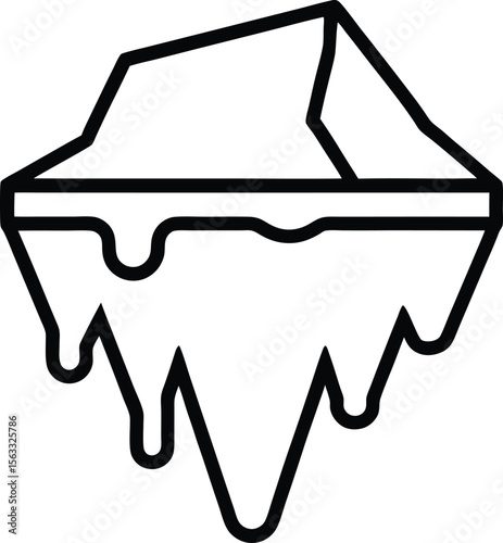 Melting Iceberg Climate Change Icon, Global Warming Symbol, Polar Ice Cap Illustration
