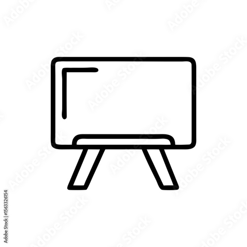 This clean outline icon of a whiteboard on an easel is perfect for websites and blogs related to presentations, education, ideas, training, or planning.

