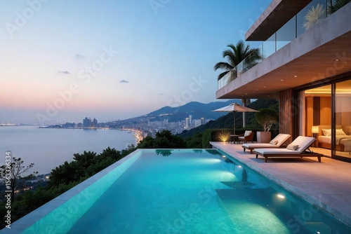 Luxury cityscape holiday villa with panoramic city views  modern amenities  and stunning architecture Perfect for a relaxing getaway   elegant  penthouse