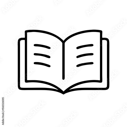 This simple outline icon of an open book is perfect for websites and blogs focused on education, reading, literature, knowledge, or research.

