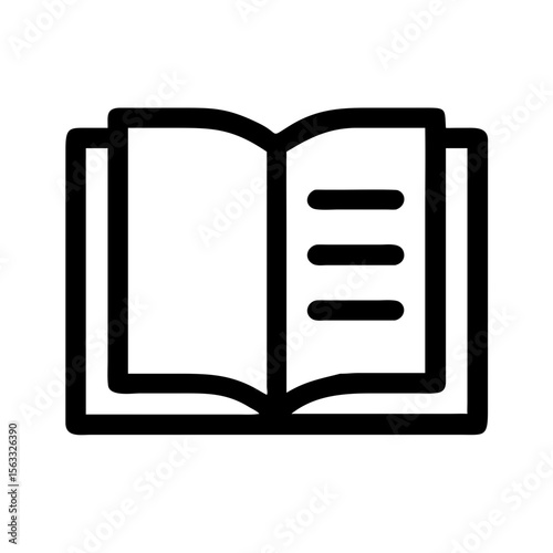 This simple outline icon of an open book is perfect for websites and blogs focused on education, reading, literature, knowledge, or research.

