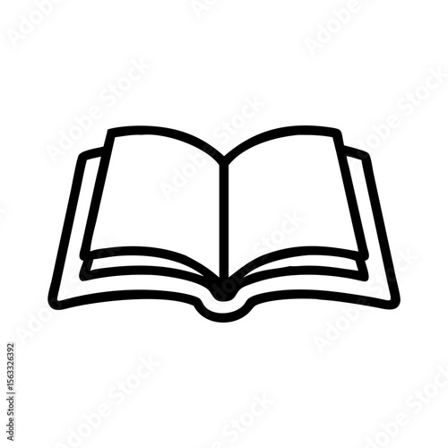 This clean outline empty open book icon is perfect for education, reading, literature, knowledge or learning resource websites and blogs.