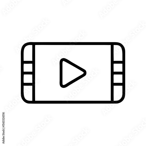 A minimalist line art icon of a movie or video player, with a play button, ideal for websites or blogs about multimedia, entertainment, or digital content.

