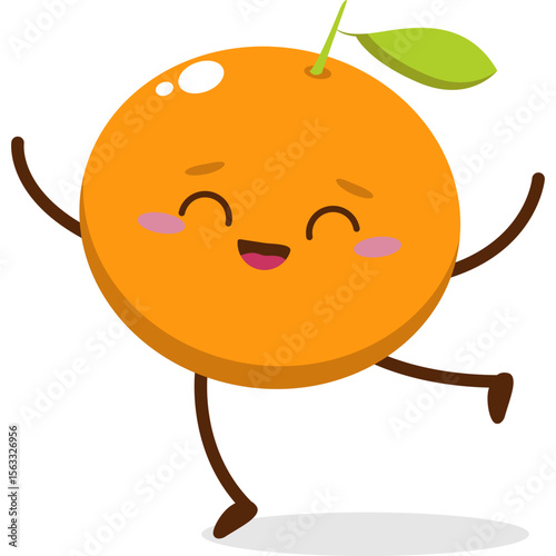 Cute orange character kawai vector for orange mascot. happy face, winking eye,. smile