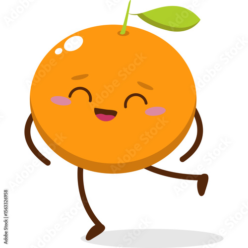 Cute orange character kawai vector for orange mascot. happy face, winking eye,. smile