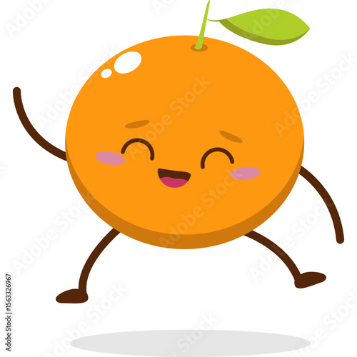 Cute orange character kawai vector for orange mascot. happy face, winking eye,. smile