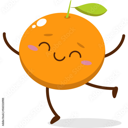 Cute orange character kawai vector for orange mascot. happy face, winking eye,. smile