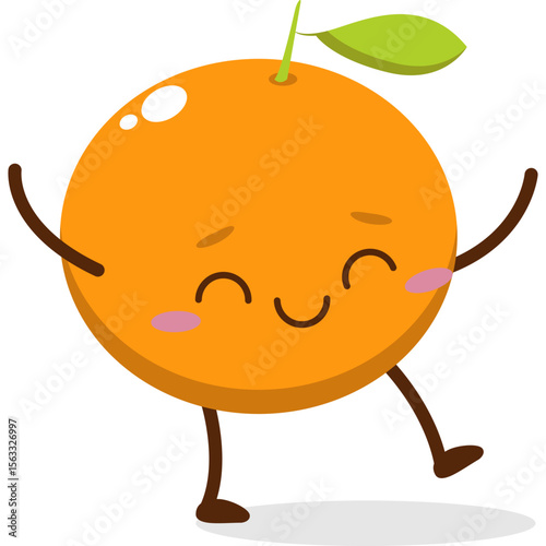 Cute orange character kawai vector for orange mascot. happy face, winking eye,. smile