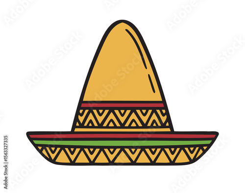 mexican hat icon doodle hand drawn. colorful cartoon line drawing clipart symbol