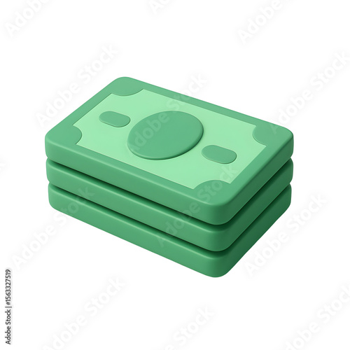 Stack of green money, simple illustration, financial concept, digital graphic