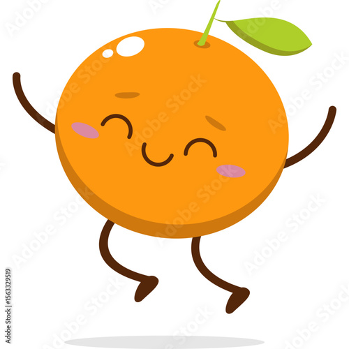 Cute orange character kawai vector for orange mascot. happy face, winking eye,. smile