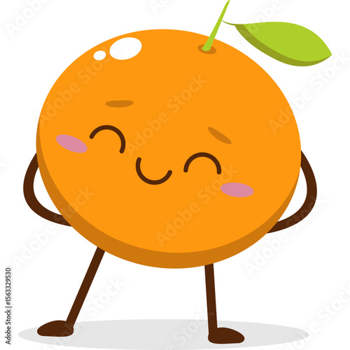 Cute orange character kawai vector for orange mascot. happy face, winking eye,. smile