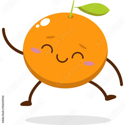 Cute orange character kawai vector for orange mascot. happy face, winking eye,. smile