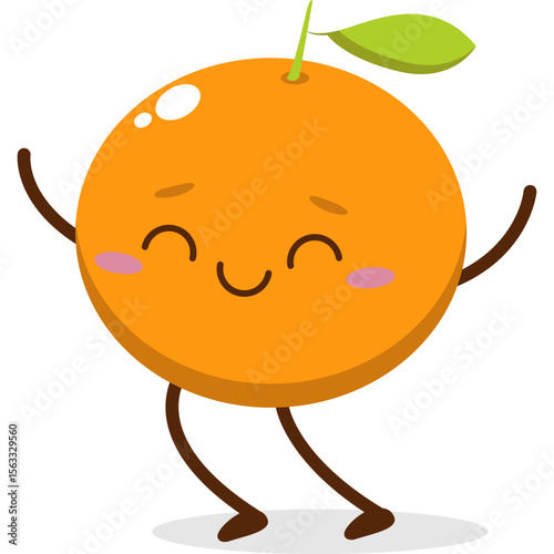 Cute orange character kawai vector for orange mascot. happy face, winking eye,. smile