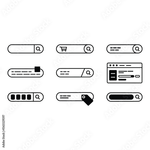 Modern Minimalist Search Bar Icons E commerce Website UI UX Design Elements