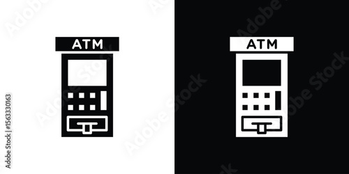 ATM machine icon Set collection. Vector silhouette.