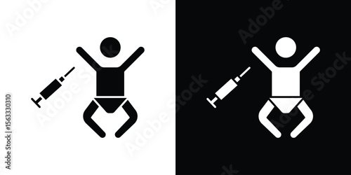 Baby Vaccination icon Set collection. Vector silhouette.
