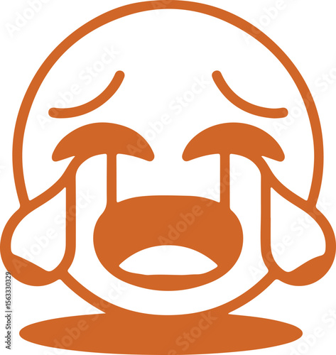 Orange Crying Emoji Face Tears Sadness Icon Illustration Cartoon Simple Design emoticon