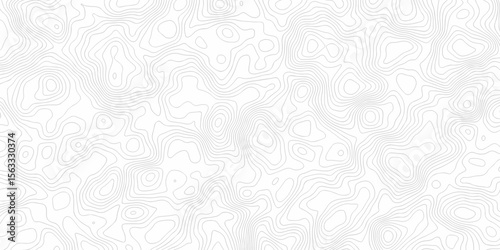 Abstract discovery topographic map banner texture background. Contour abstract map relief land outline. Topographic map patterns. White wave paper curved relief abstract background. Seamless topo line