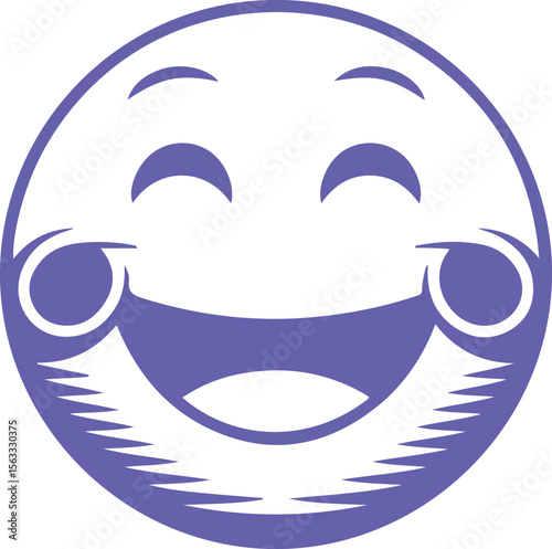 Periwinkle Blue Happy Emoji Face Simple Cartoon Illustration Design emoticon smile