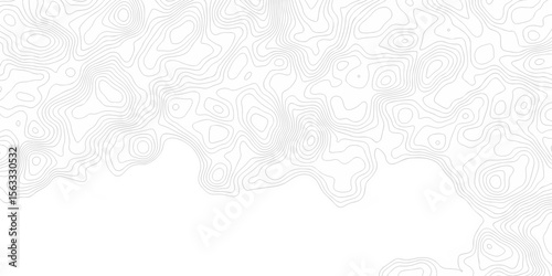 Abstract discovery topographic map banner texture background. Contour abstract map relief land outline. Topographic map patterns. White wave paper curved relief abstract background. Seamless topo line