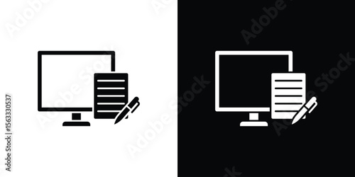 Blended learning icon Set collection. Vector silhouette.