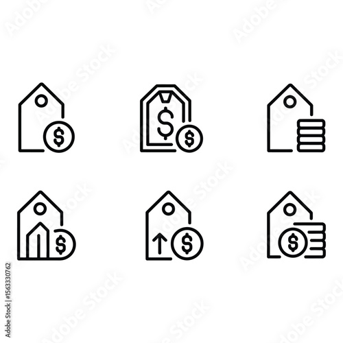 Price Tag Icons Modern Line Art Set Financial Growth Cost and Investment Concepts
