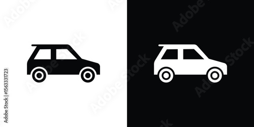 Compact car icon Set collection. Vector silhouette.