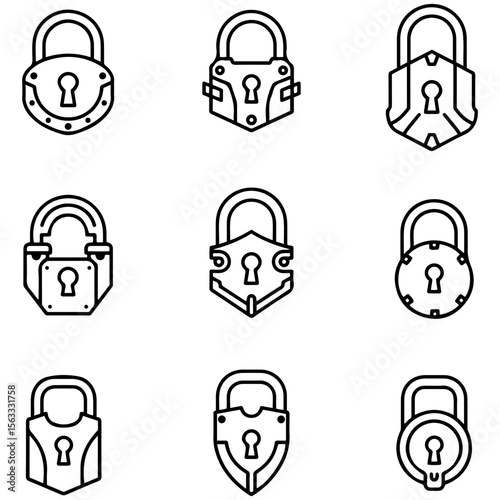 A dynamic set of lock silhouettes are ideal for book covers, game design, and fantasy world-building