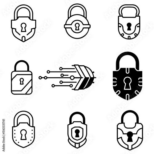 A minimalist set of lock icons are ideal for a modern and trustworthy legal services website or app