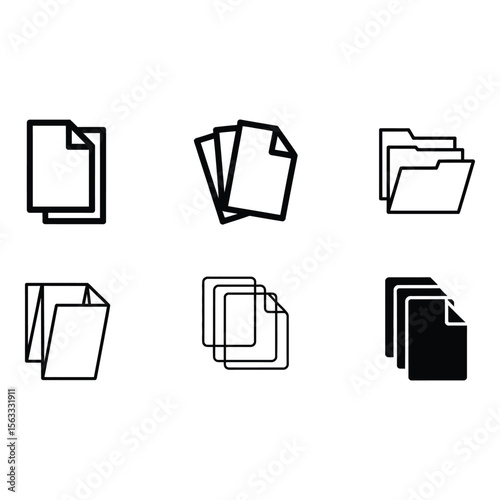 Simple Black and White Document and Folder Icons Minimalist Organized and Efficient Data Management Symbols