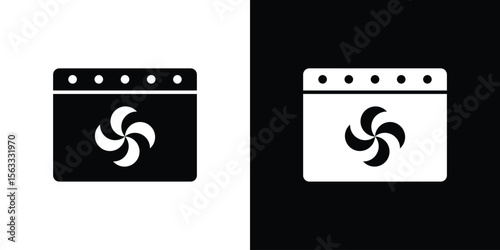 Convection turbofan stove icon Set collection. Vector silhouette.