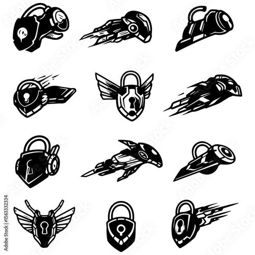 A huge variety of modern lock logo templates, designed for versatility and stylish visual impact