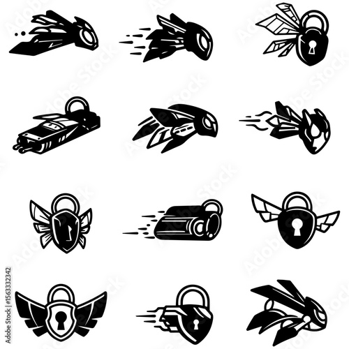 Dynamic lock silhouettes designed for use as interactive UI elements in mobile and PC games
