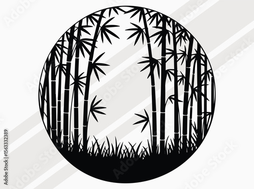 Bamboo Forest Silhouette Art Print for Zen and Nature Inspired Home Decor