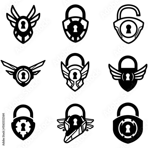 A professional set of lock silhouettes for NFT marketplaces and blockchain technology projects