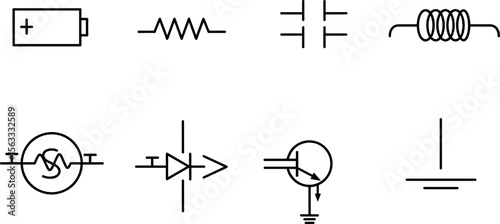 electronic components, vector symbol on transparent background.