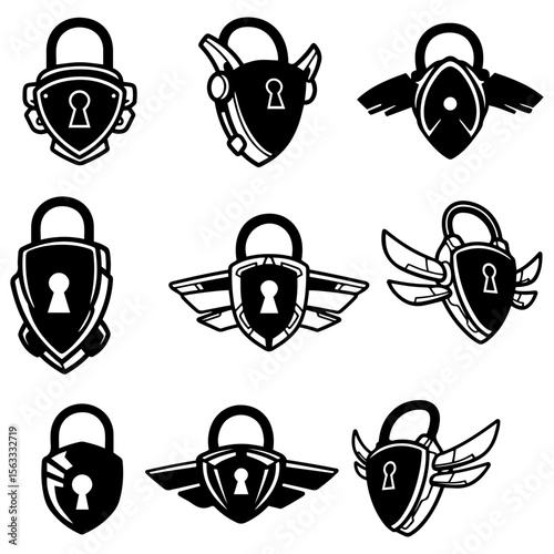 A modern collection of lock symbols representing immutable data and secure blockchain ledgers