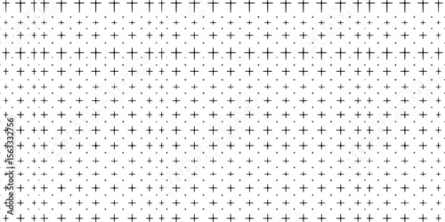 Graph paper pattern. Seamless square grid texture with dots and crosses. Transparent vector illustration.