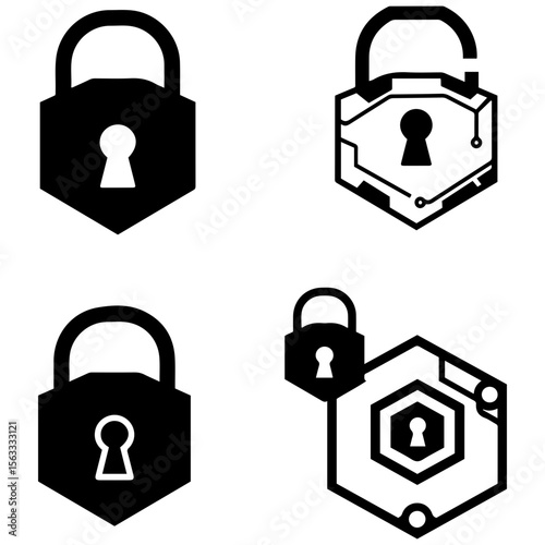 A beautiful assortment of simple, clean lock icons for minimalist and sophisticated brand identities